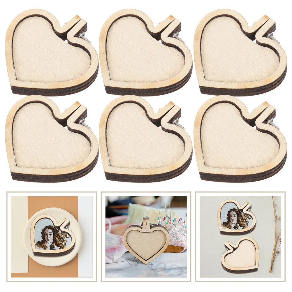 

6 Pcs Mini Embroidery Small Hoops Wooden Circle Chocolate Stainless Steel Miniature