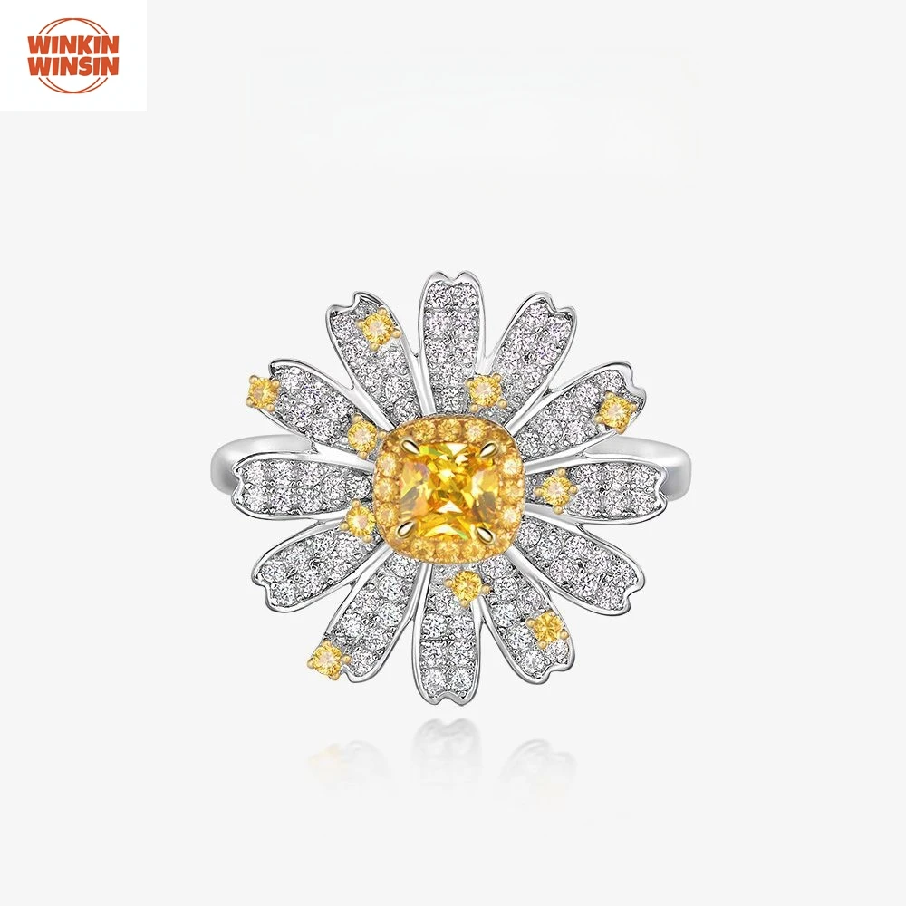 

Winkin WinsinS925 квадратные 4*4 цветочные украшения для женщин, модные, персонализированные, роскошные, 25 очков, креативные