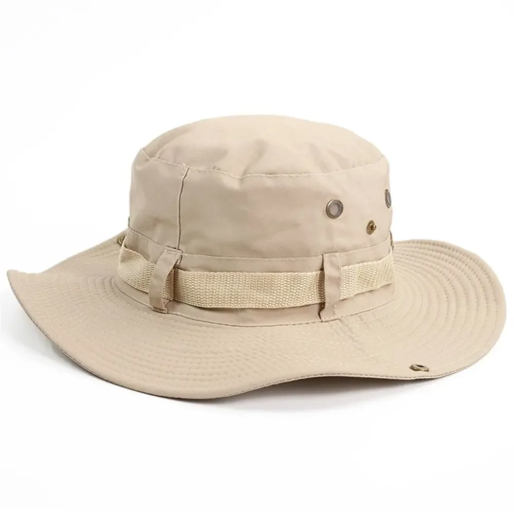 Chapéu de sol de aba larga para homens e mulheres, boné de pesca respirável, chapéu de balde masculino, caminhada, selva, exterior, camo caps, verão