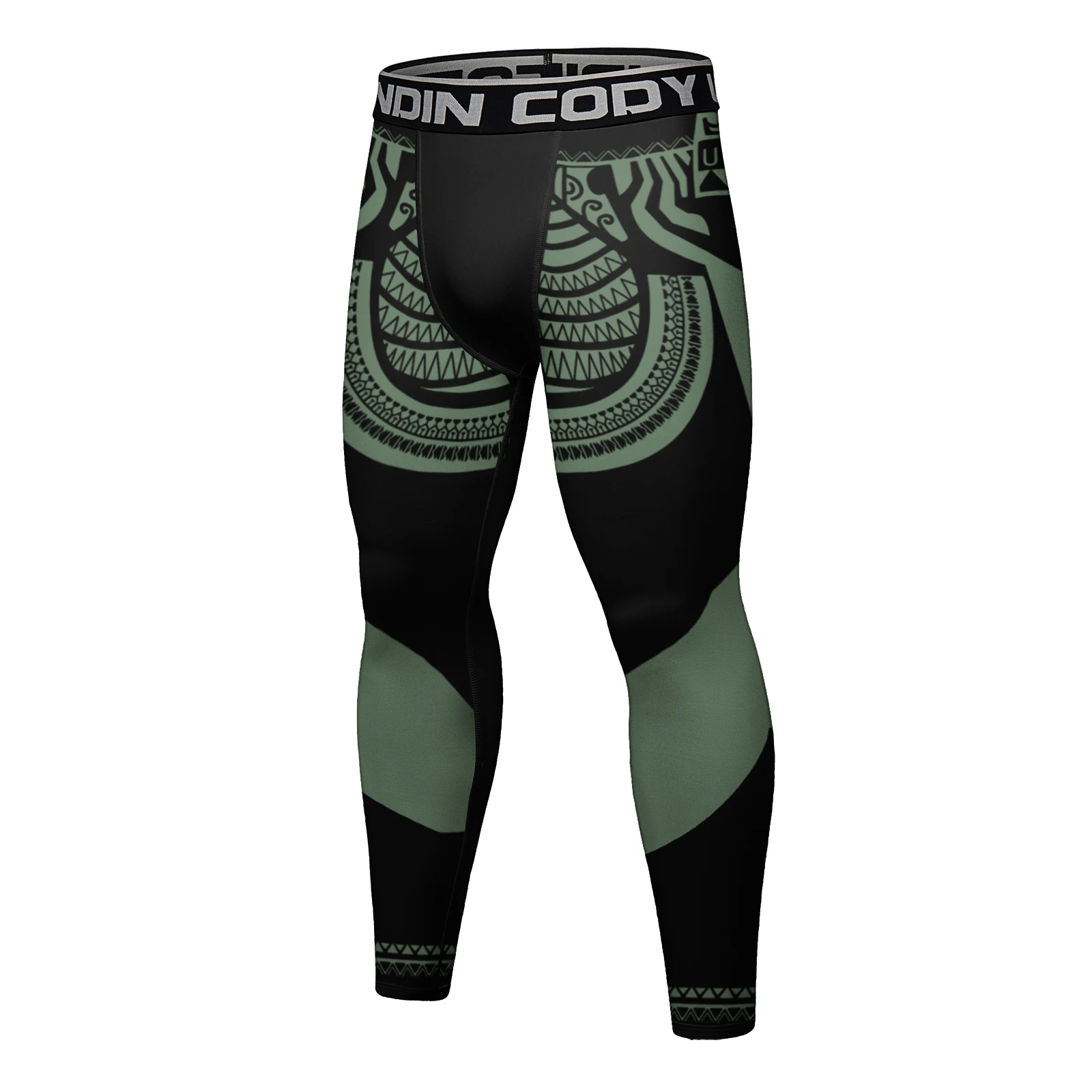 Cody Custom Logo Polyester Compression  Tights Leggings Waistband BJJ Jiu Jitsu Spats Kickboxing Pants Male Training Pants