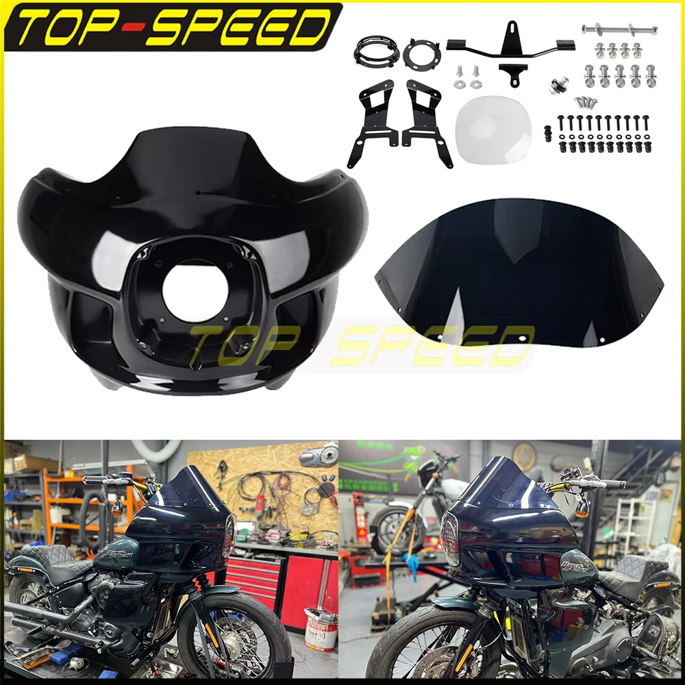 Motorcycle Windshield Headlight Cover Glass Upper Fairing For Harley Dyna Sport Wide Glide Low Rider Street Bob FXDI35 2006-2017