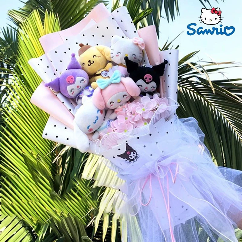 

Sanrio My Melody Kuromi Cinnamoroll With Graduation Hats Handmade Bouquet Cartoon Anime Valentine'S Day Graduation Girls Gift