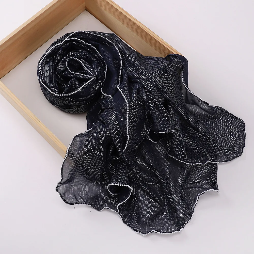 70*175CM asie du sud-est en mousseline de soie filigrane plat mince femmes longueur moyenne décontracté musulman Monochrome châle écharpe Hijabs