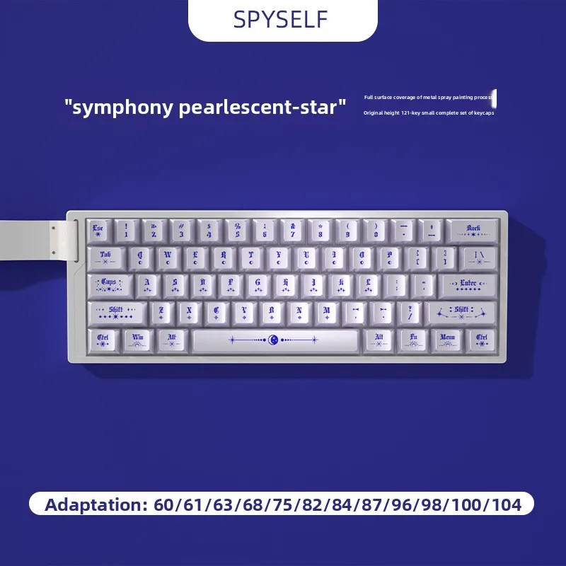 

SPYSELF Iridescent Pearlescent Wanxing Keycaps, Front-engraved, Original Profile, PBT, Compatible with 60/68/75 Layouts