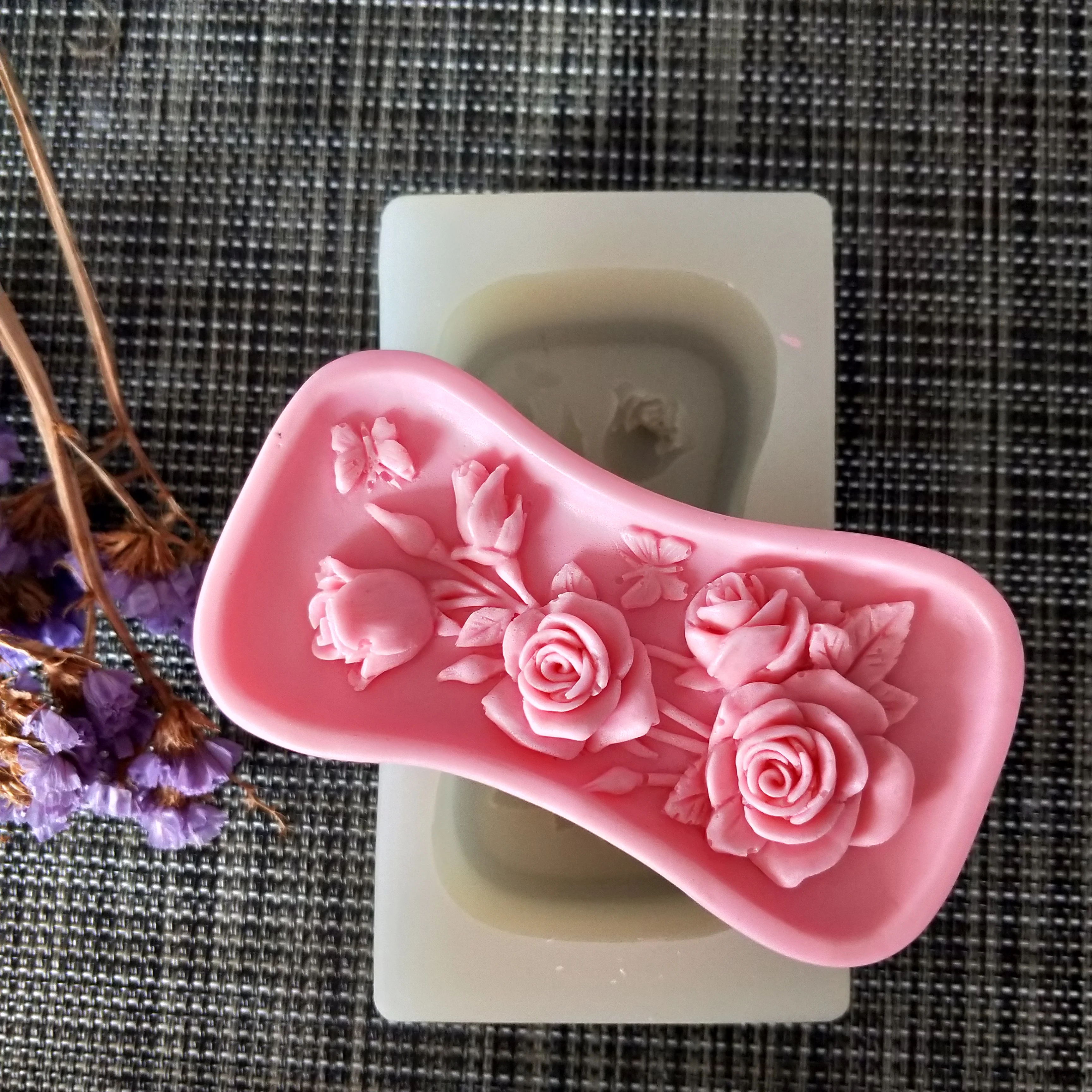 HC0124 PRZY Flower Soap Mold Silicone Rose Butterfly Moulds Gypsum Chocolate Candle Candy Mold Clay Resin Rubber Eco-friendly