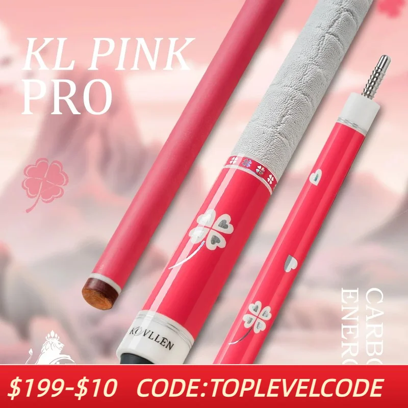 

KONLLEN Pink Carbon Fiber Pool Cue Stick for Women KL-Pink-Pro 58" Girlish Lucky Low Deflection Pool Sticks with 12.5mm Tip