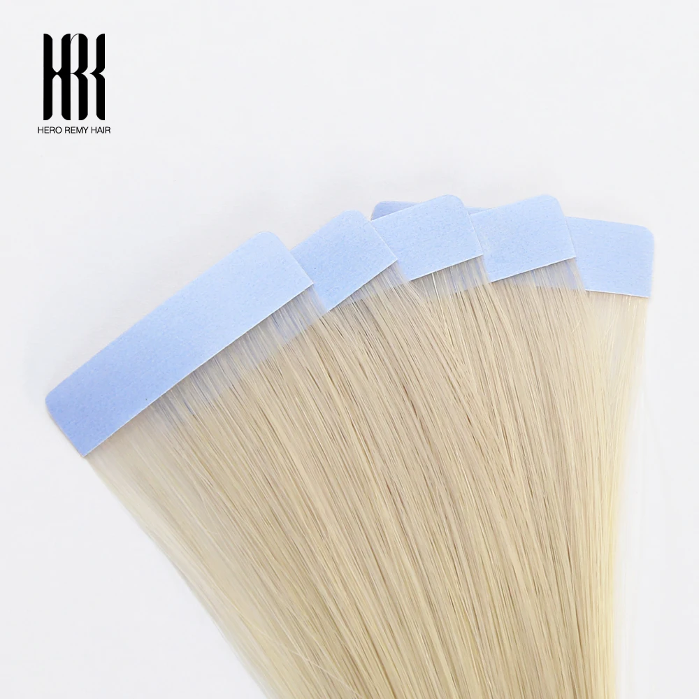 بطل شريط شعر ريمي في الشعر الطبيعي التمديد شعر الإنسان شقراء اللون 100% ريمي الشعر البشري سلس الجلد لحمة الغراء على 2.5 جرام/القطعة