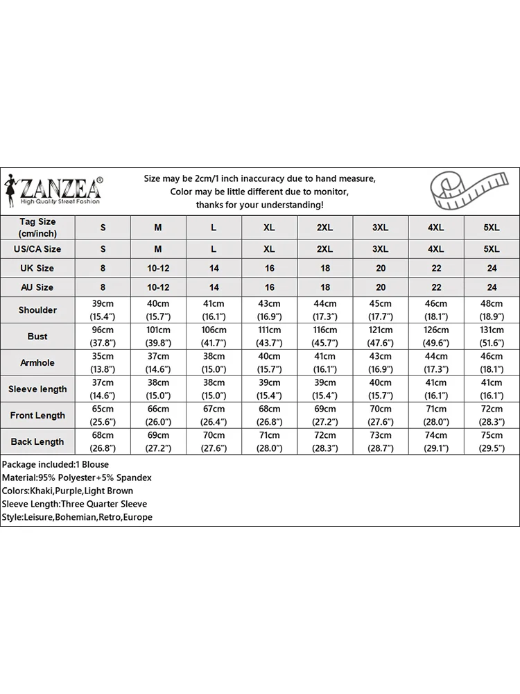 2025 ZANZEA otoño blusa con estampado Floral mujeres Tops Vintage cuello en V manga 3/4 Blusas mujer OL camisa de trabajo Casual botones Blusas
