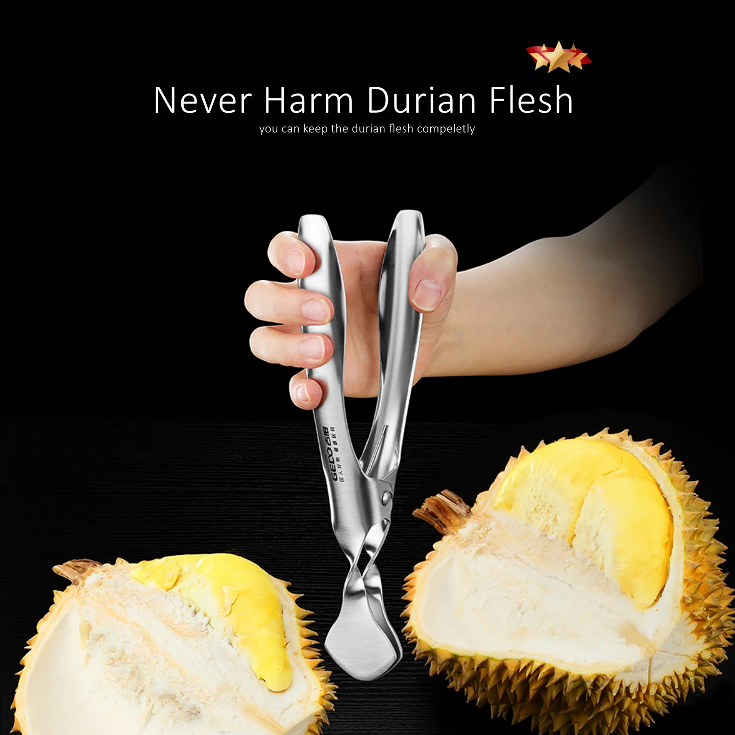 شهادة LFGB 304 الفولاذ المقاوم للصدأ المطبخ دوريان المفرقع الترا توفير الطاقة فتاحة البطيخ أداة خاصة للعائلة