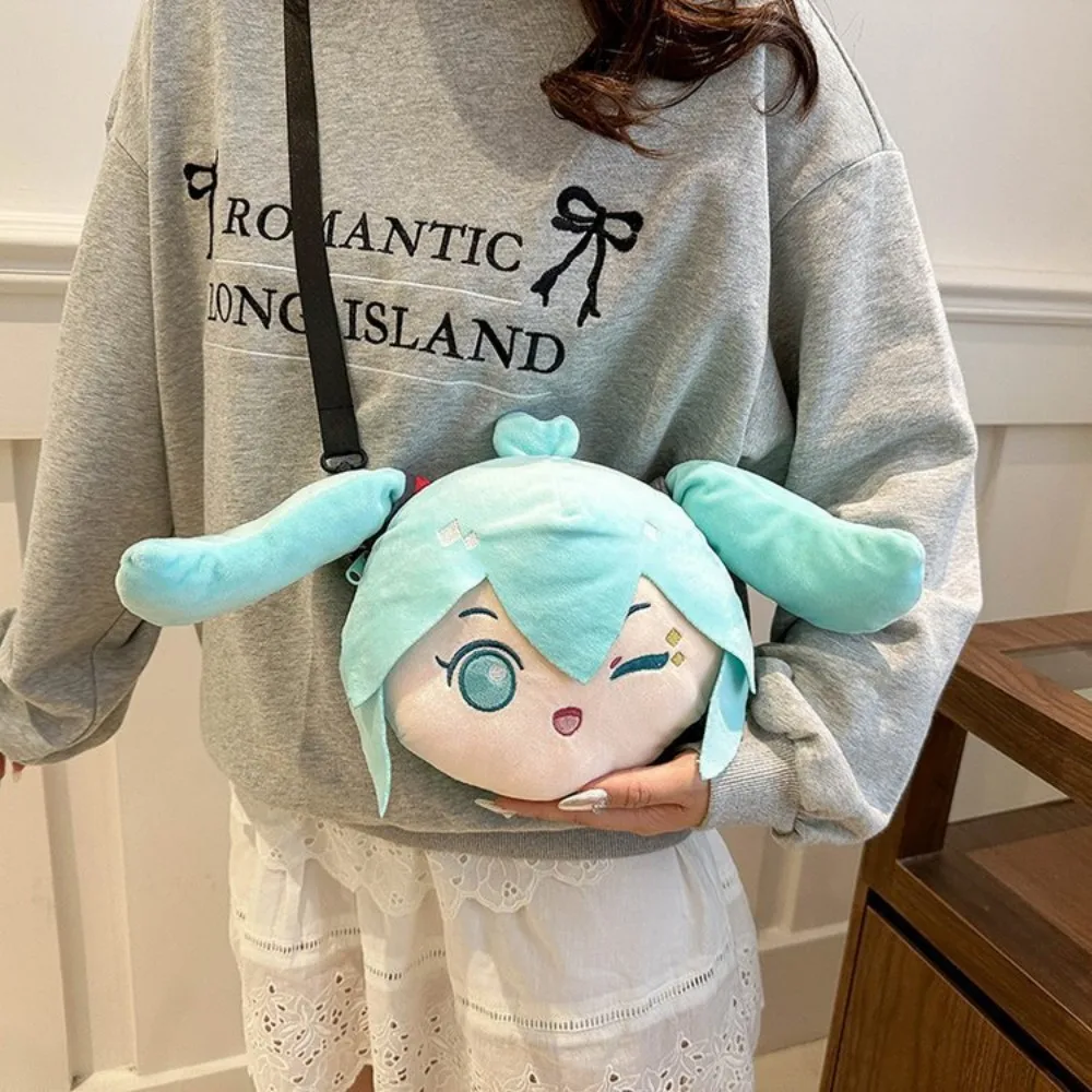 2026 Hatsune Miku's Sweet and Cute Creative Anime Images Embroidered Fashionable Soft Plush Shoulder Backpack Girl Toy Gift