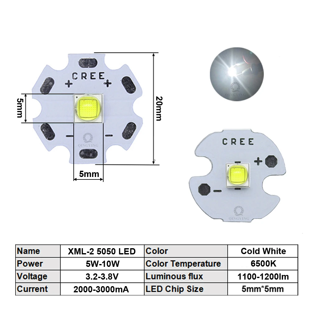 10pcs 5W-10W 5050 High Power LED Chip 16mm 20mm 3V 3.6V Diodes For Flashlight Bicycle Car Accessories HeadLamp