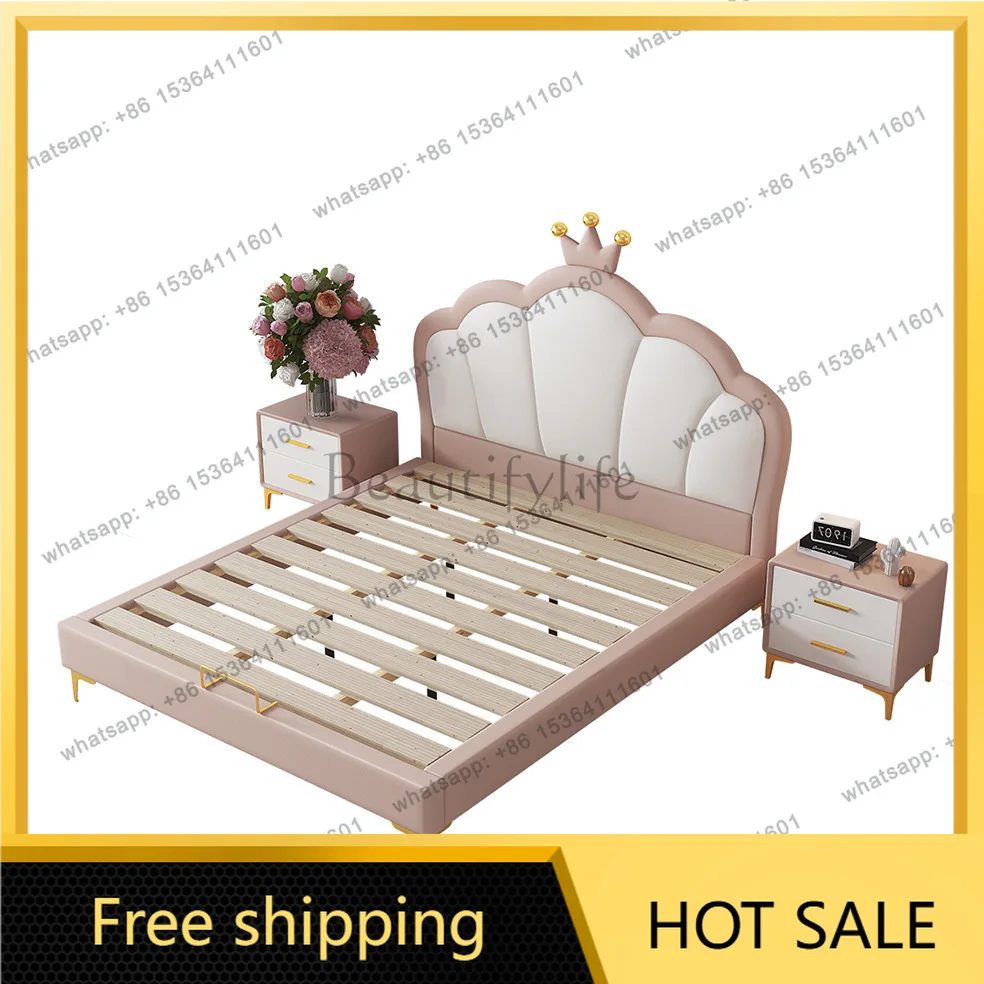 Factory Direct Sales Modern Simple Shell Italian Light Luxury Soft Bag Storage Leather Bed
