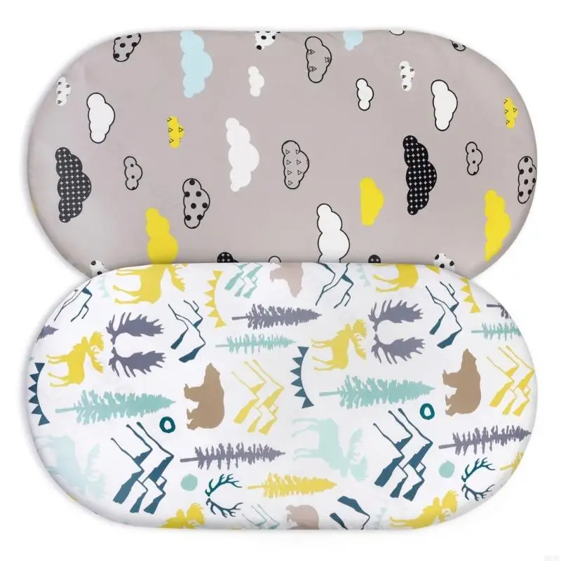 Set of 2pcs Breathable Baby Bassinet Sheets Removable Fitted Bassinet Sheets