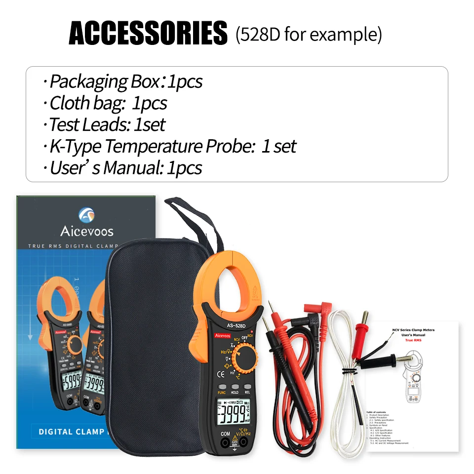 Aicevoos Digital Clamp Meter AC DC Voltage Tester Auto Rang 600A Current Clamp TRMS Multimeter Electrical Profesiona Ammeter Ohm