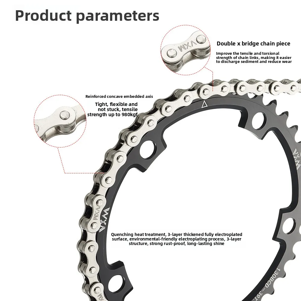 Mountain bike chain Carbon steel electroplated anti-rust  chain Children's bike Dead fly bike General single-speed chain
