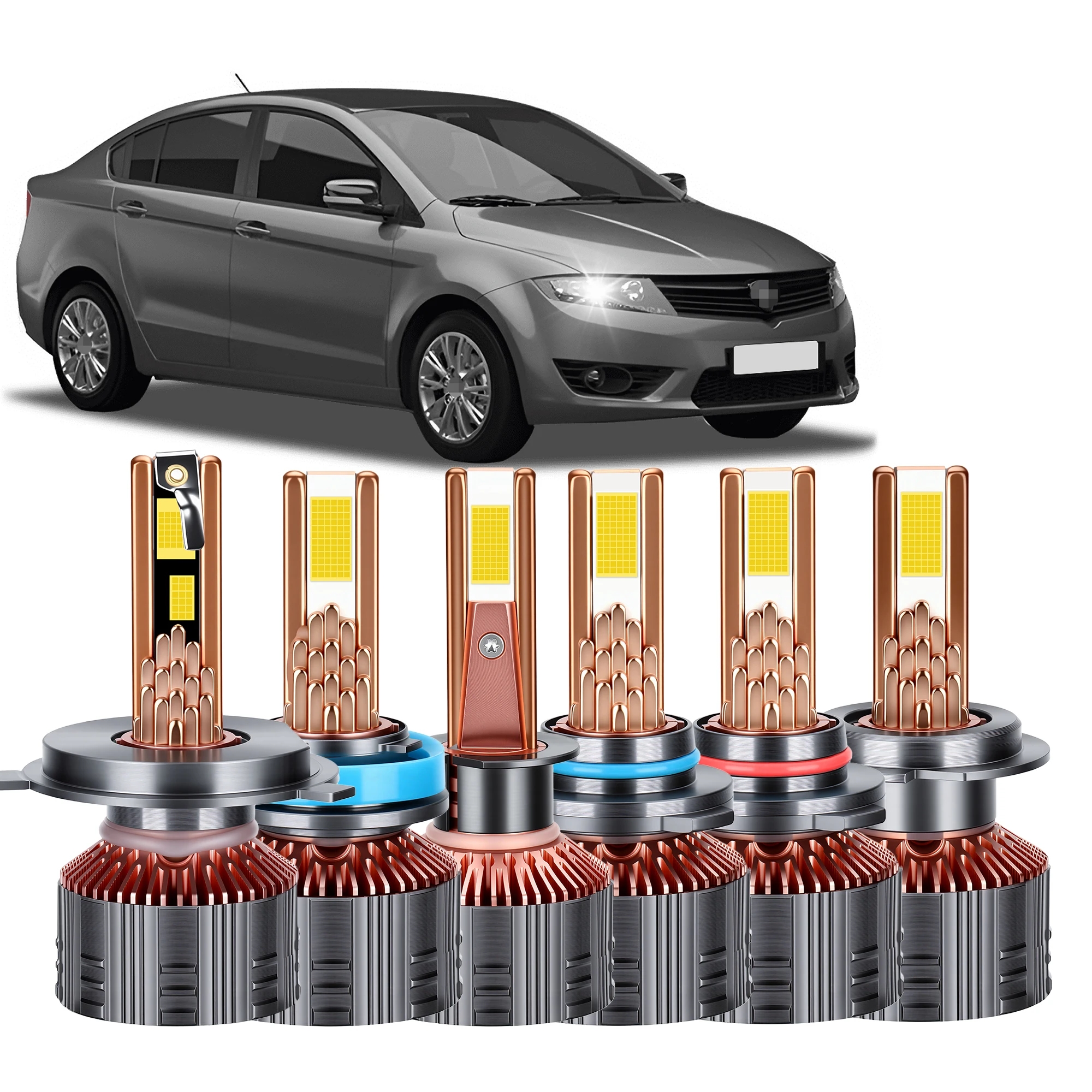 120W LED Car Headlights 6000K Brightness H1 H7 9005 HB3 9006 HB4 Turbo Auto Headlight Multi Copper Tube H4 Conversion Kit