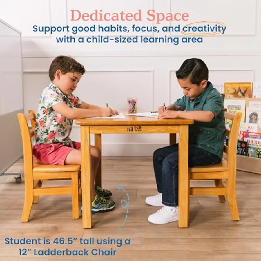 ECR4 24인치 정사각형 목재 테이블(다리 22인치 포함) 가구 허니