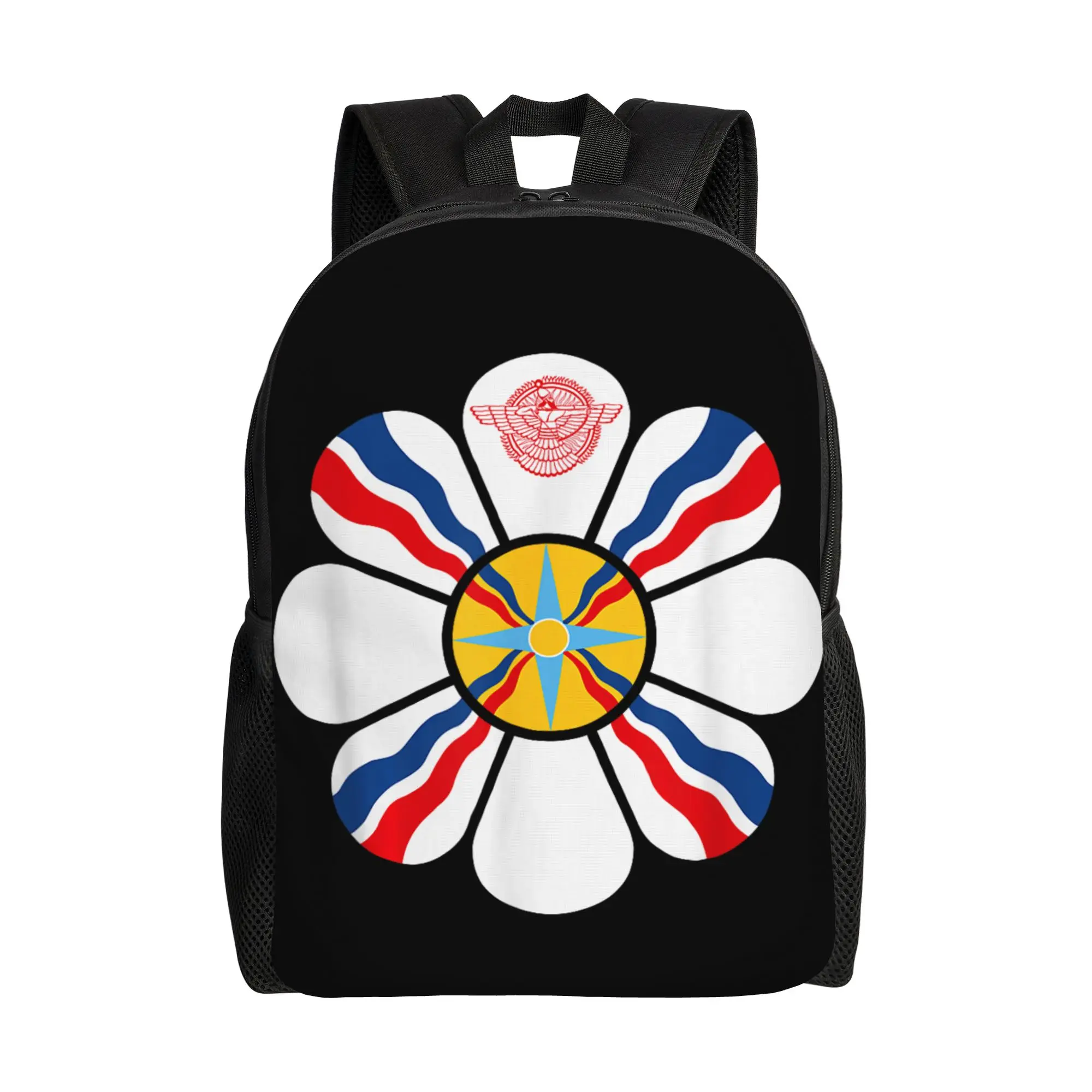 

Assyrian Flag Backpack Men Lightweight Backpacks Polyester Casual School Bags Outdoor Style Colorful Rucksack