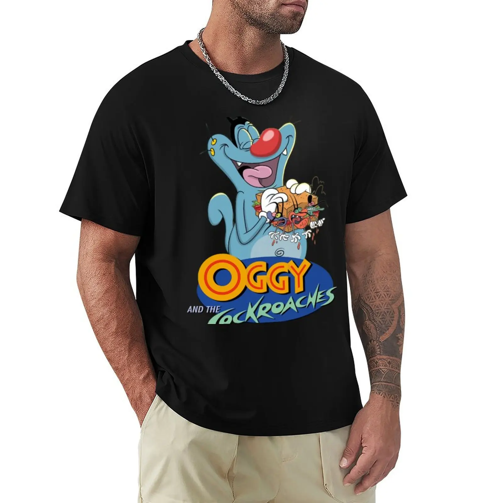 Oggy And The Cockroaches (57) T-Shirt Vintage Print Crew Neck Tee
