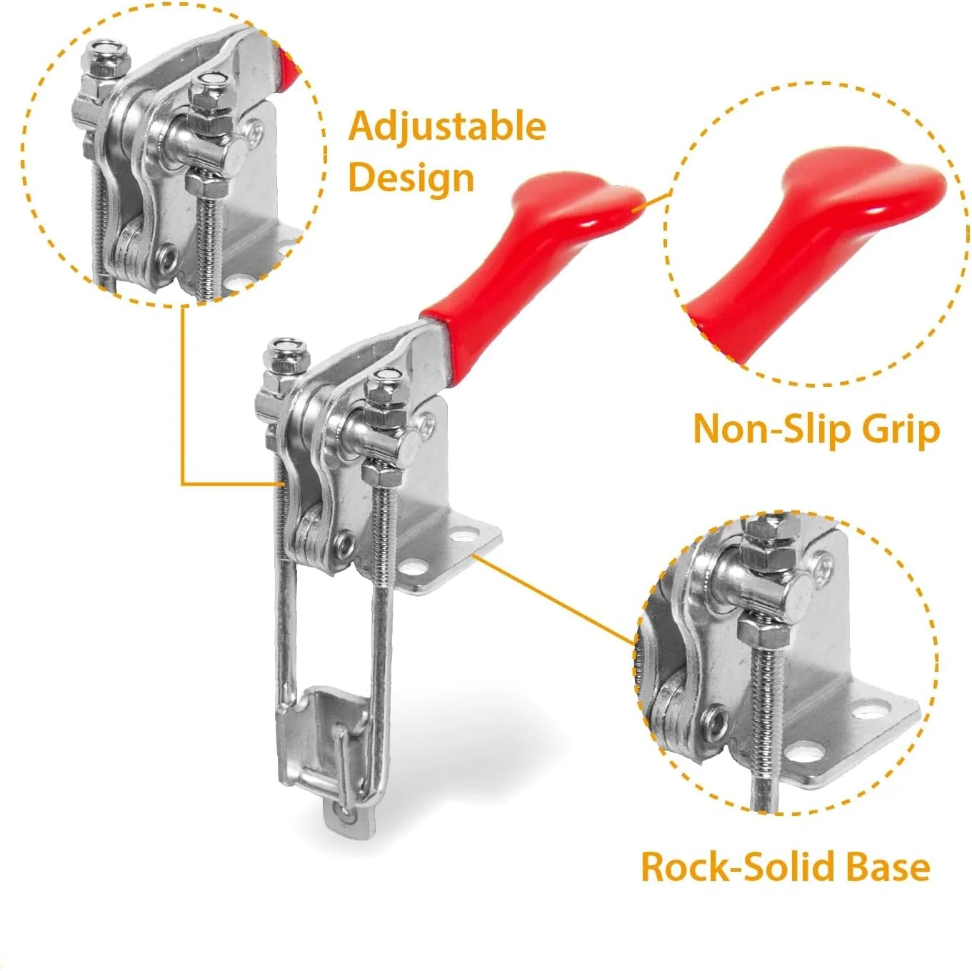 2Pcs Iron SUS304 90 Degrees  Toggle Hasp Latch Adjustable U Bolt Industrial Box Case