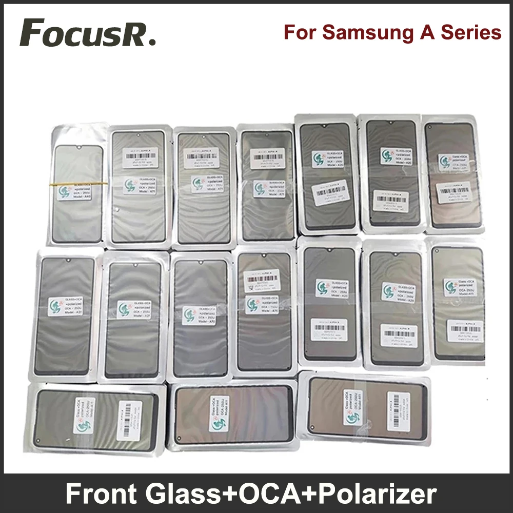 Front Outer Glass Lens With OCA Glue Polarizer Film For Samsung A30 A50 A40 A70 A12 A32 A52 A72 Screen Repair Parts Replacement