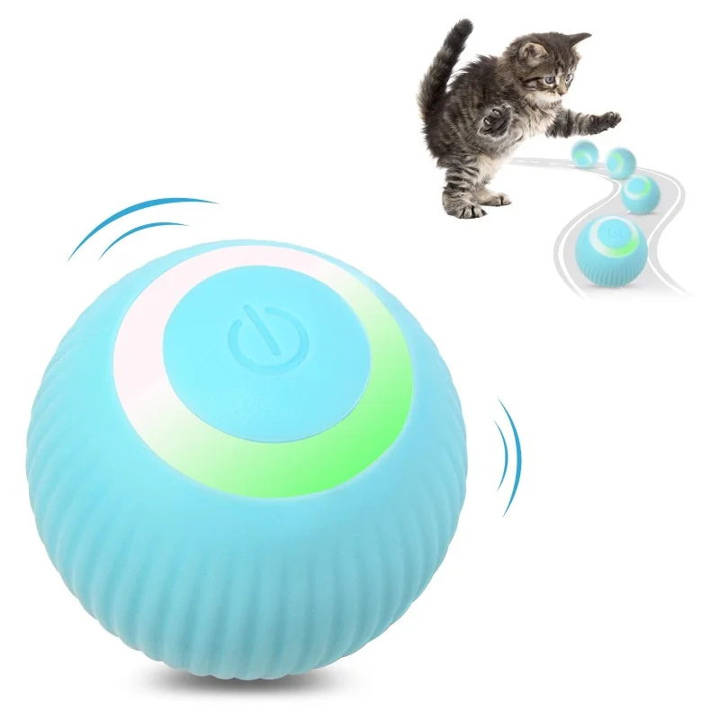 Interactive Cat Toy Ball-Automatic Cat Toy with LED Light,USB Rechargeable 360°Rotating Smart Ball Fun Gift for Kitten Cats