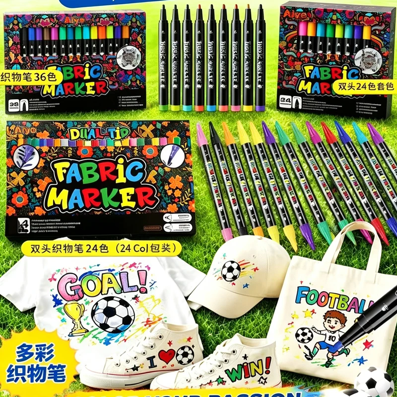 12/24/36 Colors Fabric Markers Pens Set Indelible and Permanent Fabric Paint Fine Point Textile Marker Pen Art Painting Supplies