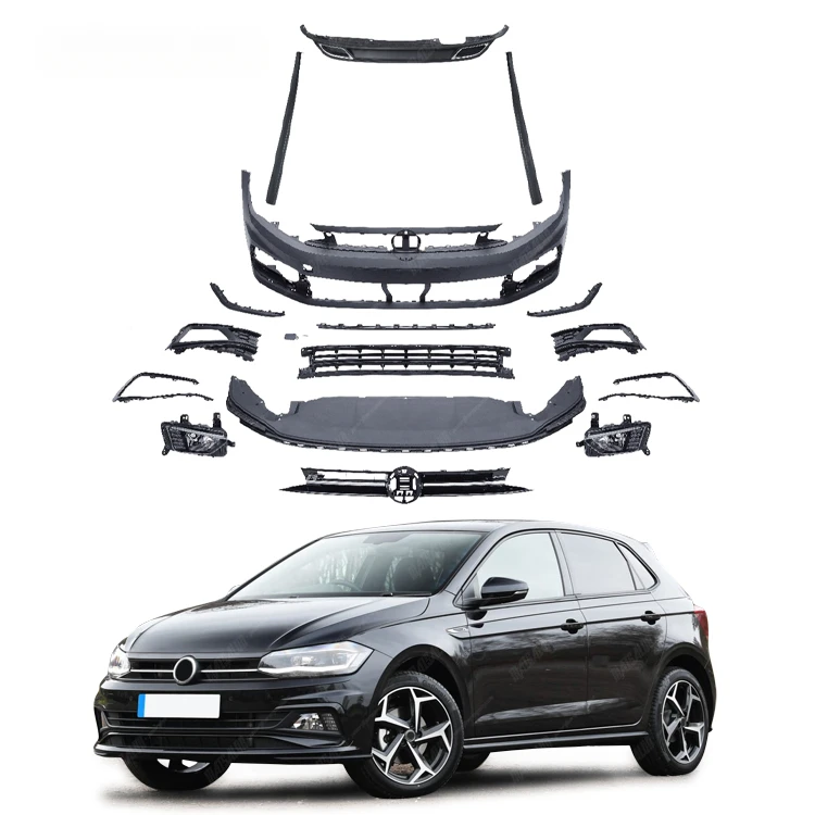 

Factory Price R-line Style Body Kit For Volkswagen VW Polo 2019 With Front Bumper Side Skirts Rear Diffuser