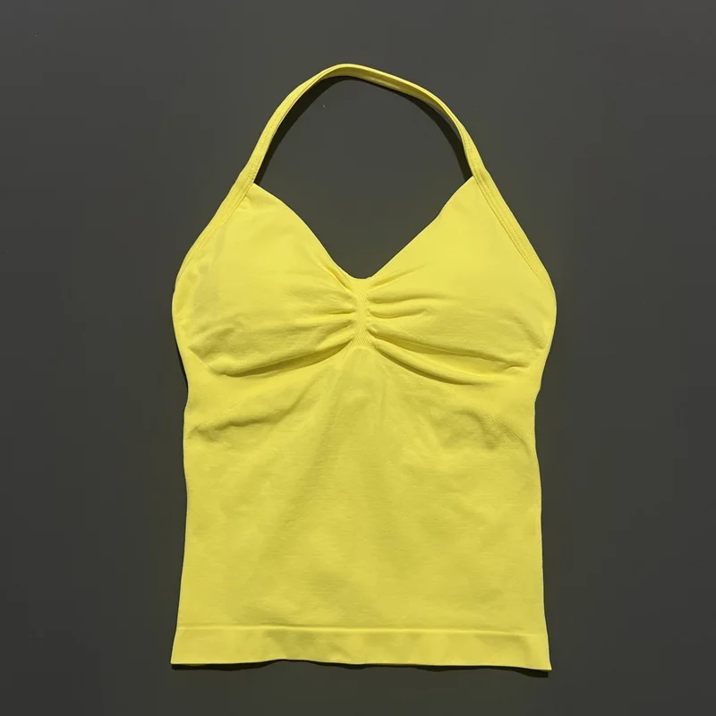 HISTELLO Halter-Yoga-Tanktop für Damen, sexy, mit Trägern, rückenfrei, schmale Passform, gepolstert, atmungsaktiv, für Fitness, Laufen, Workout, Sport-Tops – Detail 21