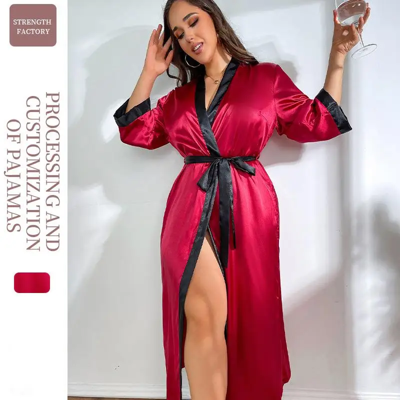 

Женская длинная ночная сорочка большого размера с кружевной отделкой, удобная одежда для сна, осенний сезон, без бренда, без рукавов