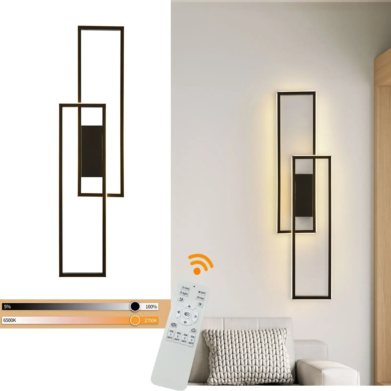 

New LOYALHEARTD Wall Lamp Dimmable Modern Acrylic Metal Bedroom Living Room Wall Fixture Remote Control