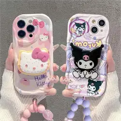 Kuromi Hello Kitty Beugel Armband Telefoonhoesje Voor Iphone 16 15 Pro Max 14 11 12 13 Mini Xr 8 7 Plus X Xs Se Sanrio Schattige Cartoon