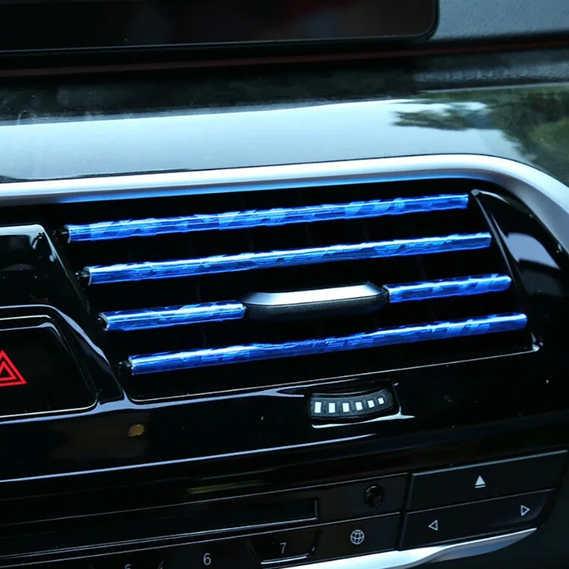 10 Pcs Colorful Car Accessories DIY Car Interior Air Conditioner Outlet Vent Grille Chrome Decoration Strip Silvery Car Styling