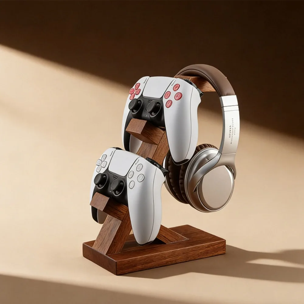 

Подставка для геймпада и наушников для Switch 2, держатель для PS5/PS4/NS2/XBOX, креативная фигурка из орехового дерева, аксессуары для игровых приставок