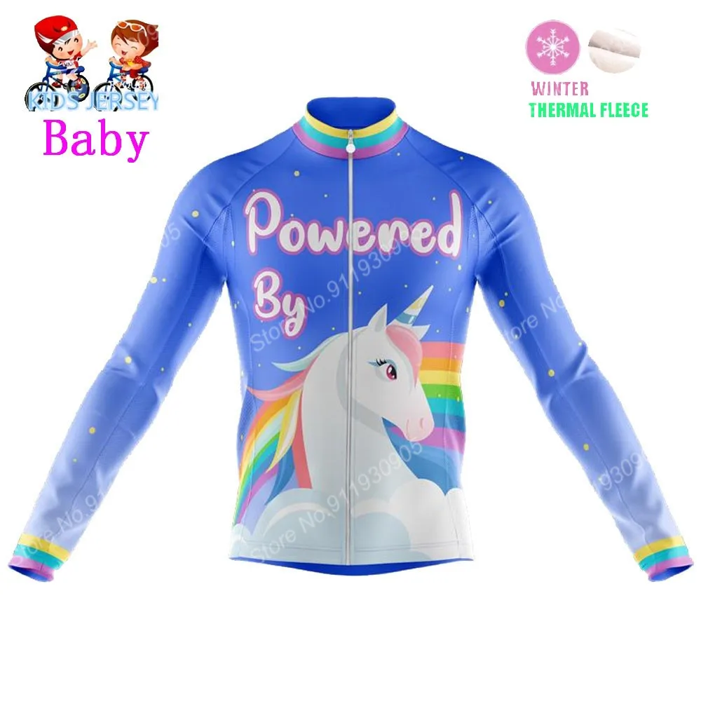 2022 Kids Unicorn Cycling Jersey Winter Set Cartoon Anime Boys Girl Cycling Clothing Road Bike Thermal Jacket Suit MTB Maillot