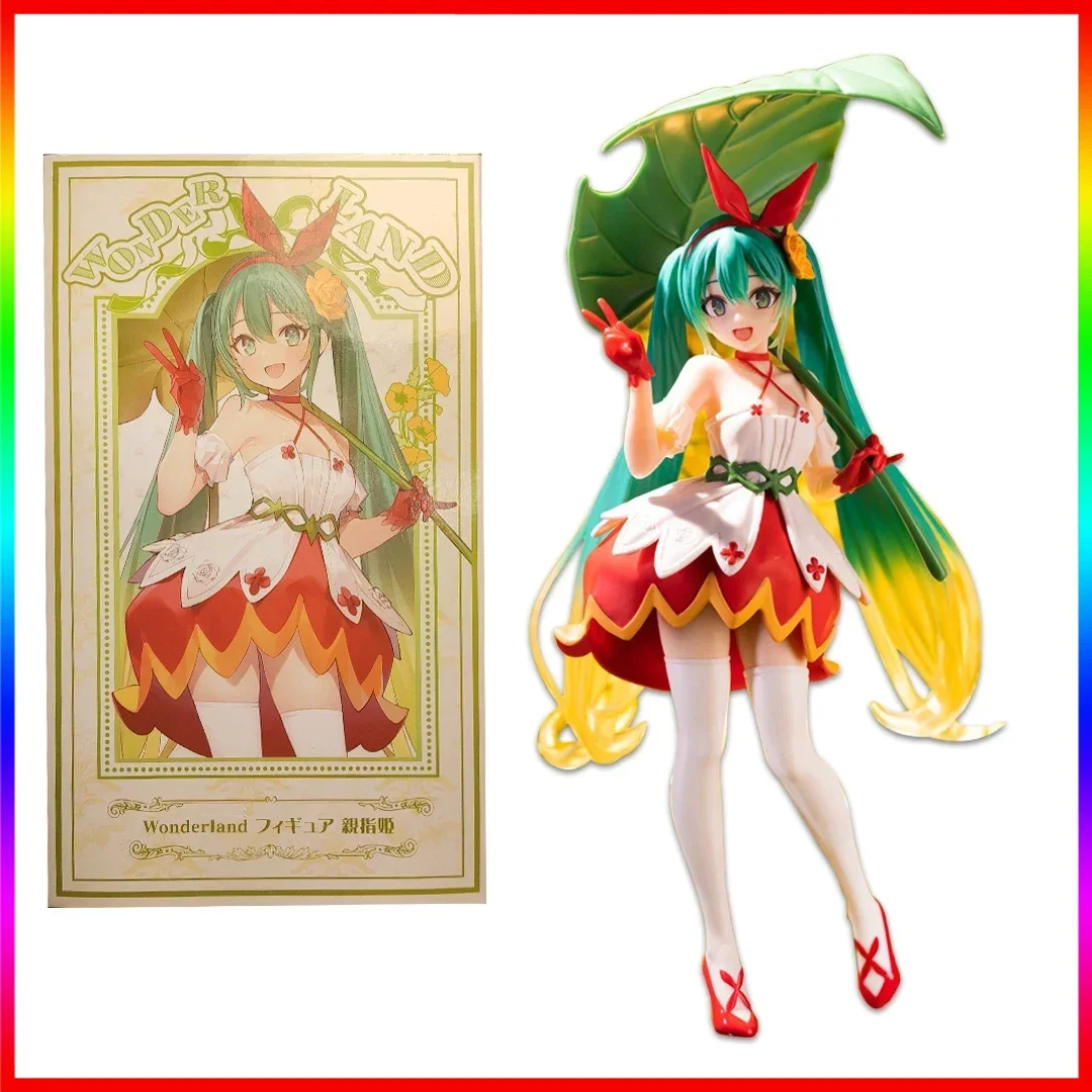 

21CM Anime Hatsune Miku Figure Fairy Tale Green Leaves Thumbelina PVC Action Figure Collectible Doll Toy Gift For Fans Cute