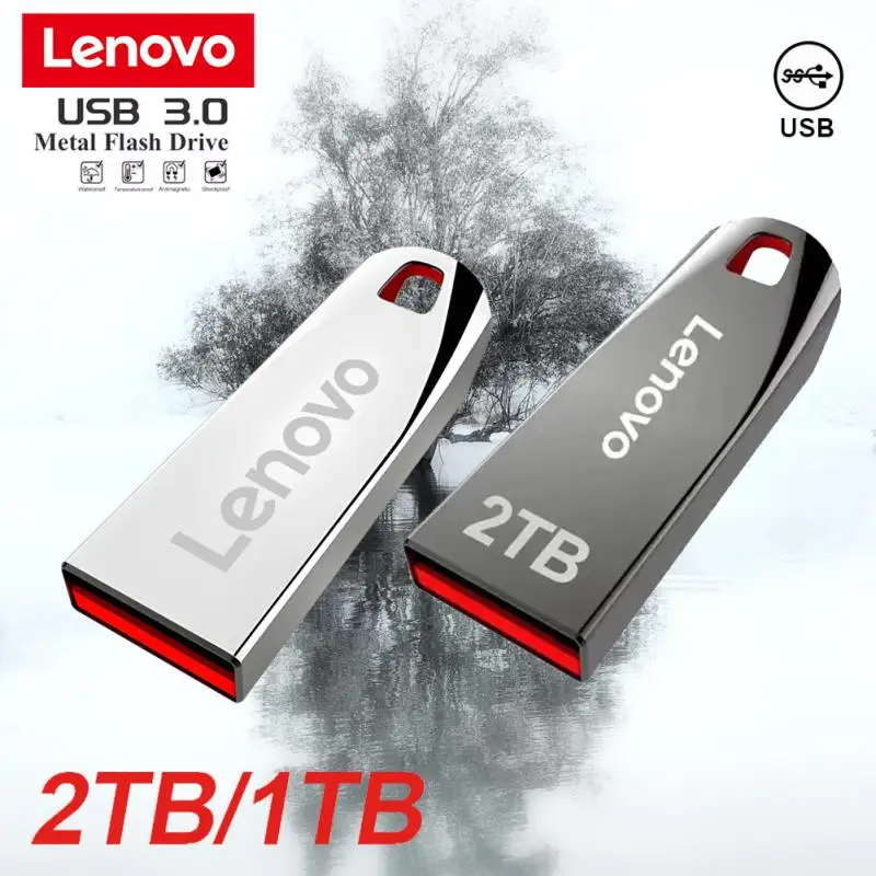 Lenovo Pen Drive 2TB 1TB USB Flash Drive For Iphone OTG Lightning USB 3.0 Metal 2-in-1 Pendrive High Speed Memory Stick 128GB