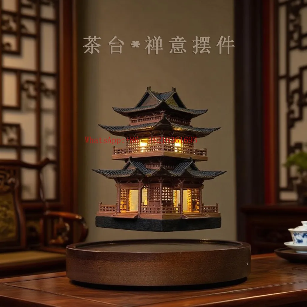 NEW Home, Living Room, Office Decoration, Coffee Table, Rotating Micro Landscape Decoration, Antique Pavilion Decoration