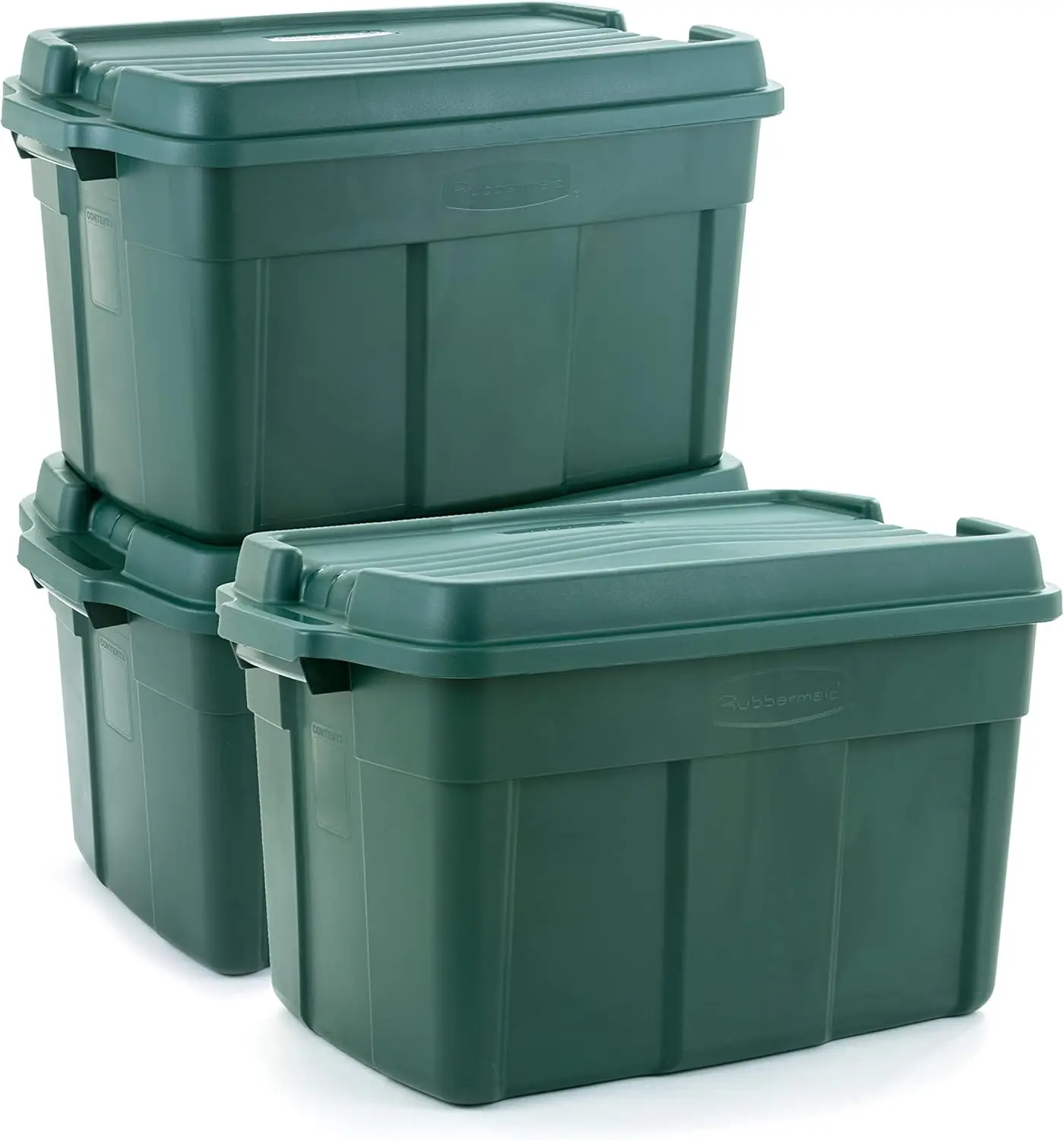 Rubbermaid 37 Gal High-Top Storage Containers, Pack of 3 - Recycled, Stackable, For Garage/Home Organization