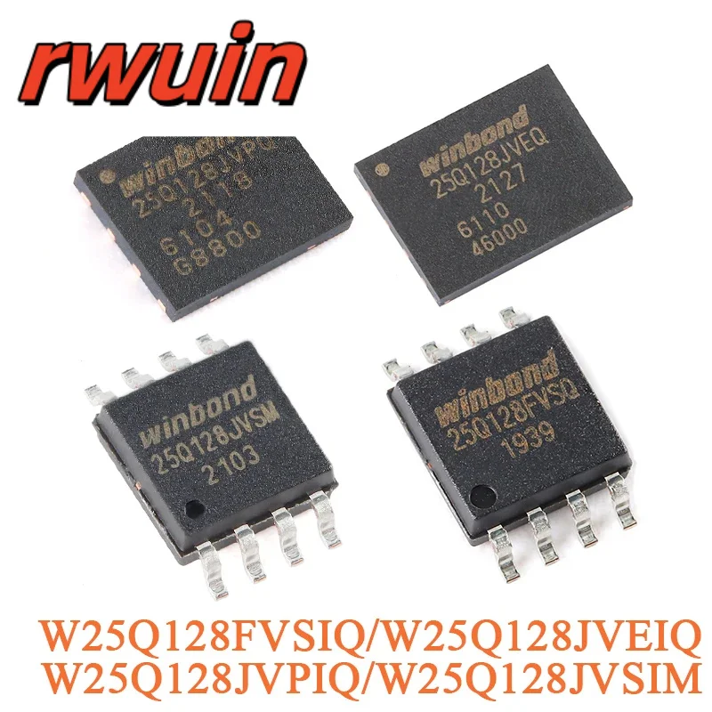 2PCS W25Q128FVSIQ W25Q128JVEIQ W25Q128JVPIQ W25Q128JVSIM WSON-8 SOIC-8 3V 25Q128JVPIQ 25Q128 128M-bit Serial Flash Memory Chip