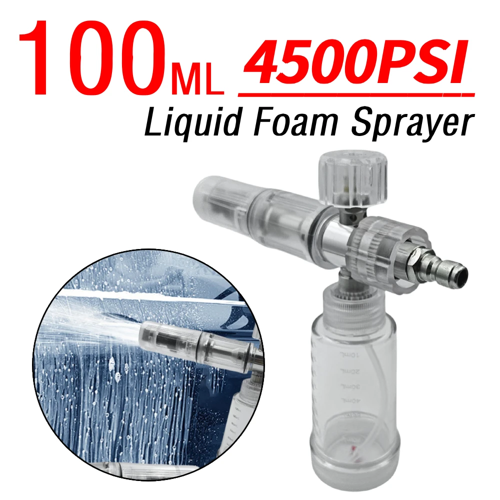 

100ml Liquid Foam Sprayer with 1/4 Inch Quick Connector 4500PSI Soap Foam Spray Bottle Pressure Washer Gun Car Wash Accessories