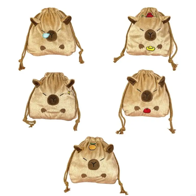270D Capybara Cosmetic Bag Drawstring Makeup Bag Portable Storage Bag Travel Toiletry Bag Makeup for Womens Girls