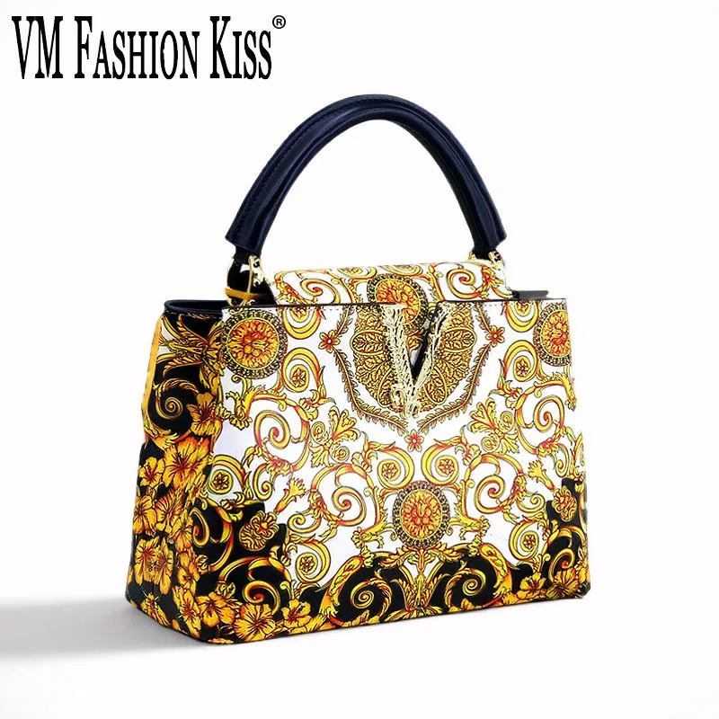 VM FASHION KISS 2024 Innovative Design Printed Women’s Handbags Microfiber Luxury And Elegant Shoulder Crossbody Top Handle Bag