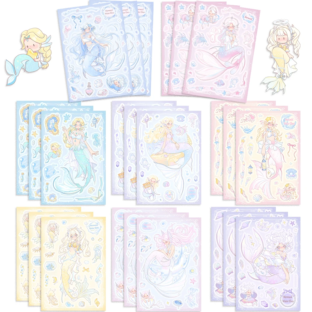 

8/16/32pcs Mermaid Princess Children Puzzle Stickers Make-a-Face Funny Assemble DIY Cartoon Sticker Kids Educational Toys﻿