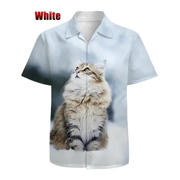 New Fashion Animal Cats 3D Printed Graphs Shirt Men And Women Summer Casual Long Sleeve Lapel Shirts Street Trendy Kid Cute Tops