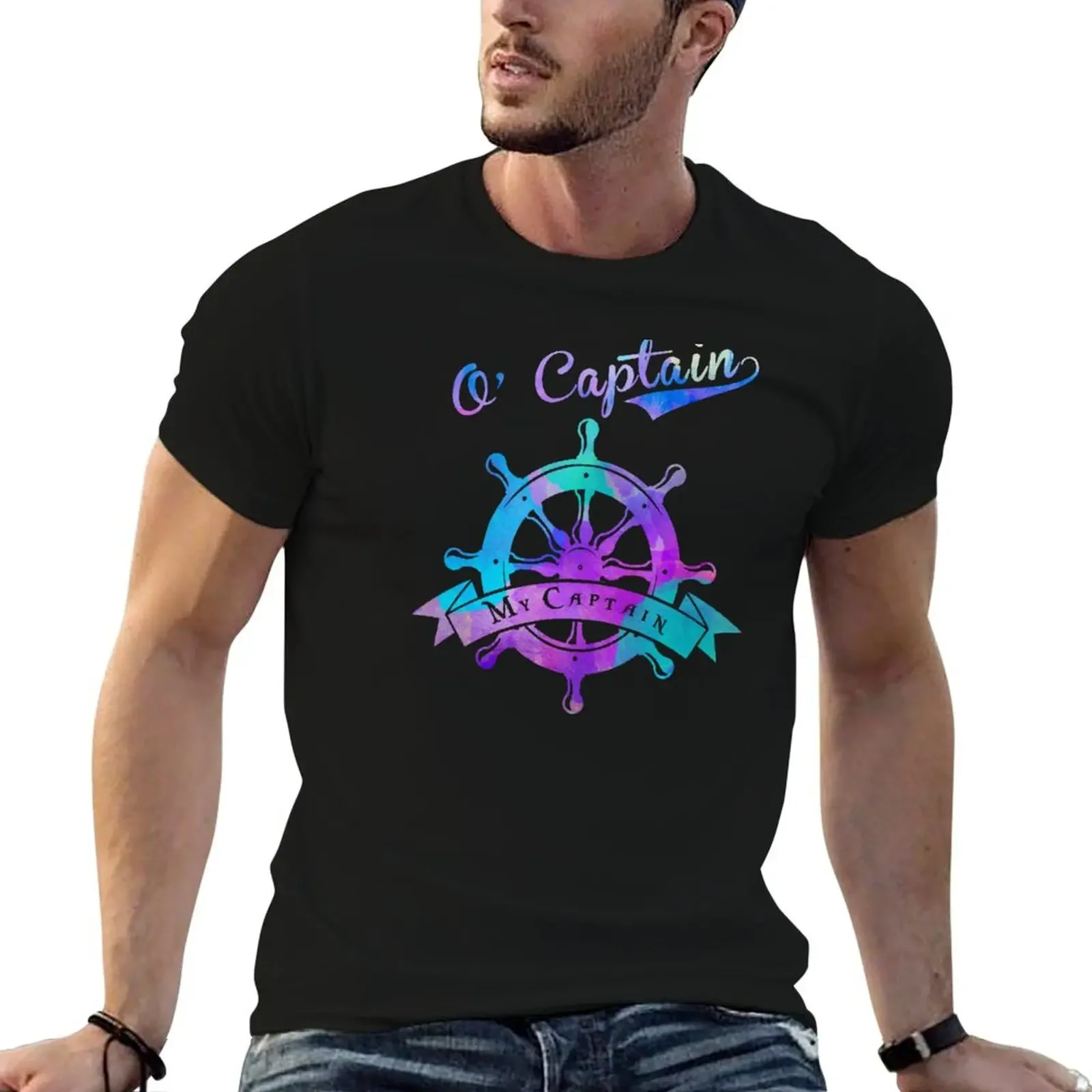 O Captain, My Captain, Walt Whitman, Ship Wheel T-Shirt anime clothes aesthetic clothes graphic shirts men graphic t shirts