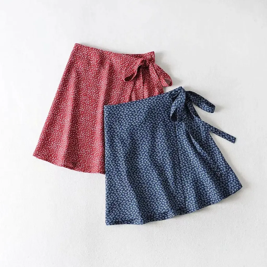 

BM Vintage Floral One-Piece Lace-Up Skirt High Waist A-Line Summer Split European And American Style Irregular Sexy Design