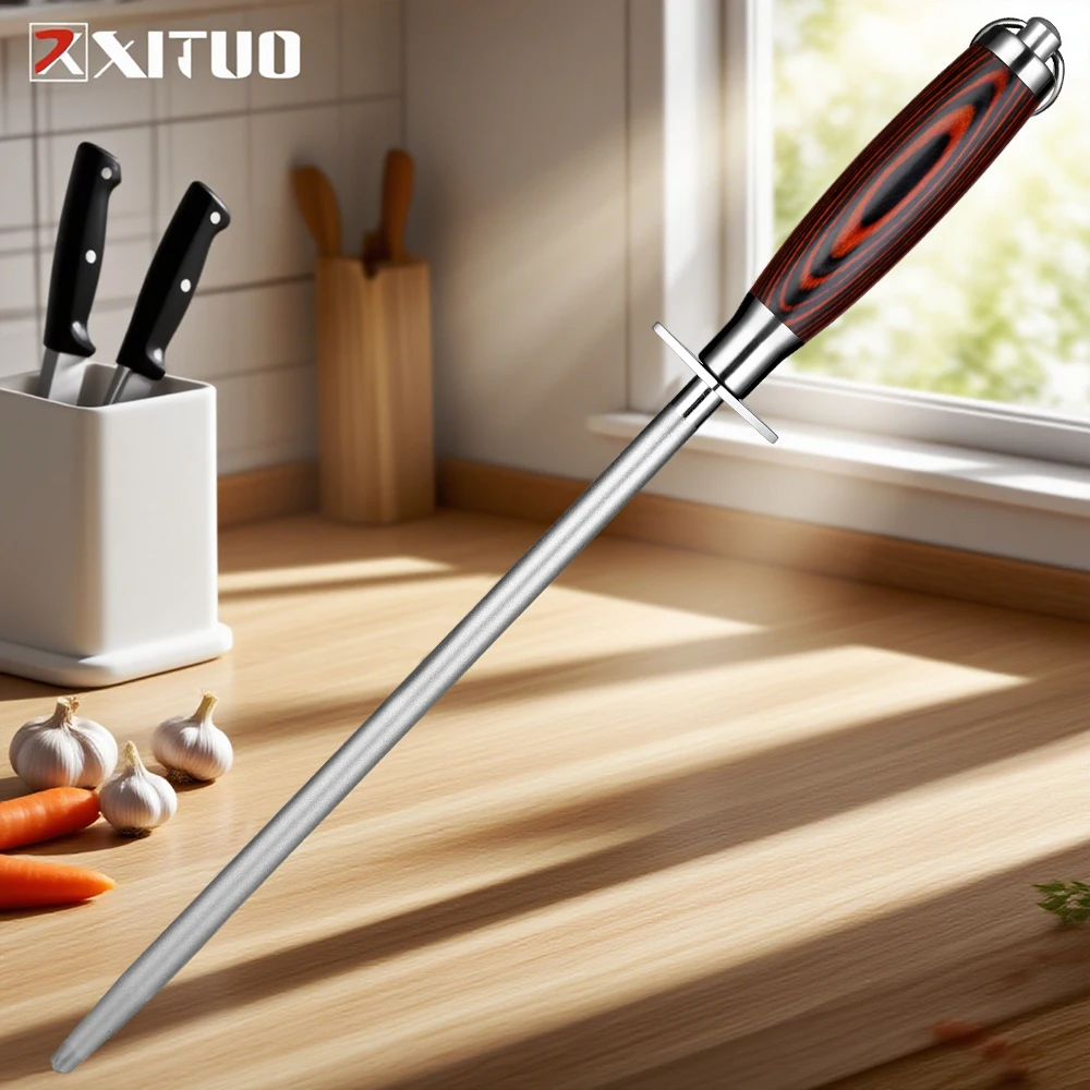 

Professional 12 inch Diamond Knife Sharpener Color Wood Handle Handheld Kitchen Knife Sharpener Knife Fast sharp for All Knives