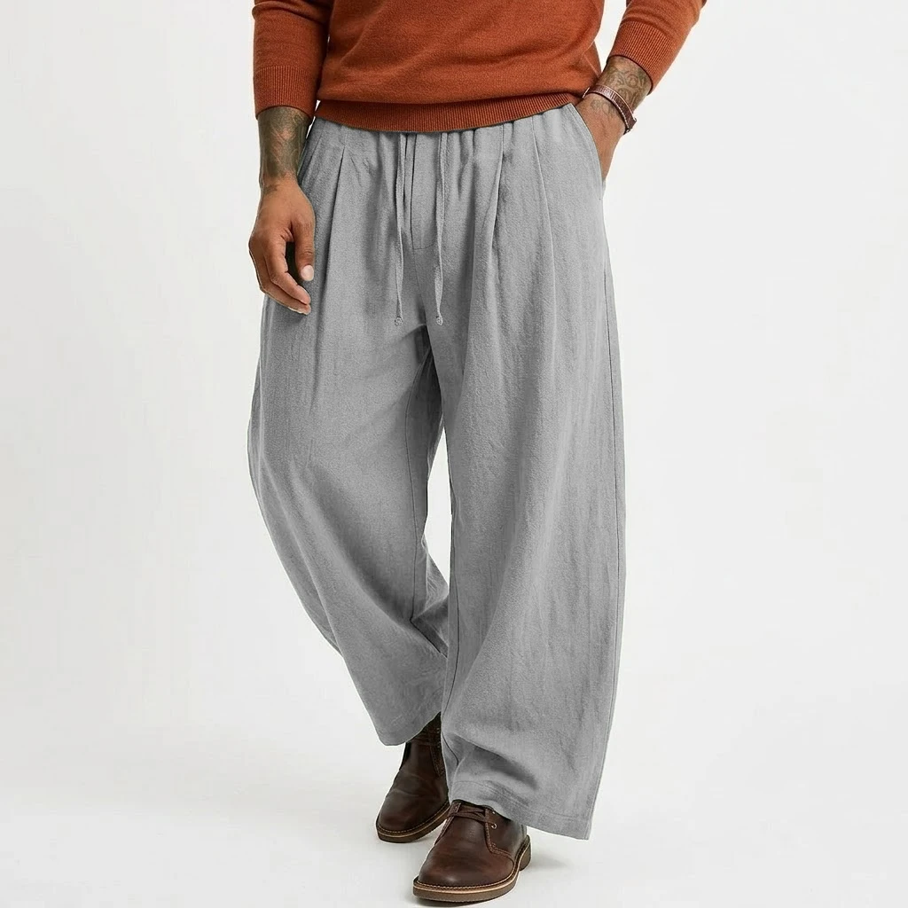 Mens Straight Leg Solid Color Linen Cotton Suit Pants Business Formal Casual Trousers Baggy Sport Sweatpant Bottoms for Men