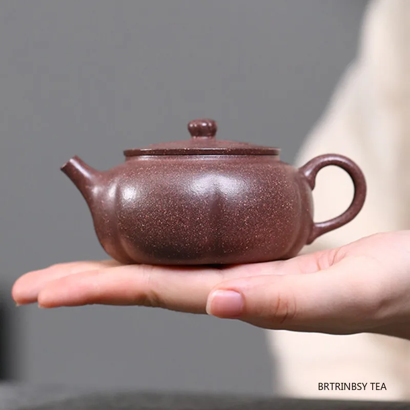 

110 мл китайские фиолетовые глиняные чайники Исин ручной работы, плоский чайник с тыквой, красивый чайник, чайник, бытовой чайный сервиз Zisha